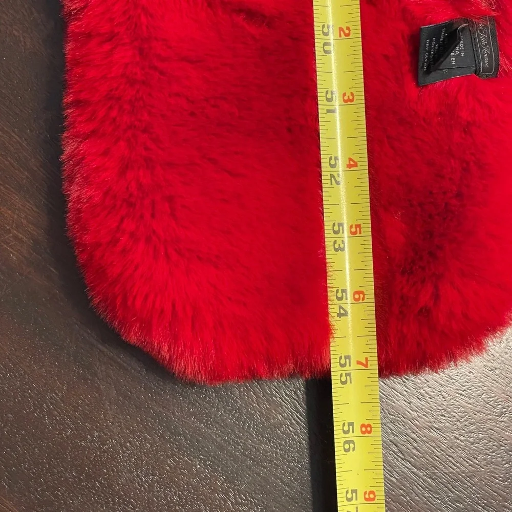 Saks Fifth Avenue Faux‎ Fur Color Block Scarf Pink Red Burgundy One Size